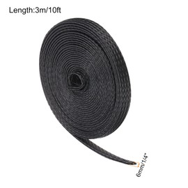 Rebower 10ft PET Expandable Wire Loom 1/4 Inch, PET Braided Wire Sleeving Cable Management Sleeve Tubing [for Audio Video Home Office Cord Protector]-Black