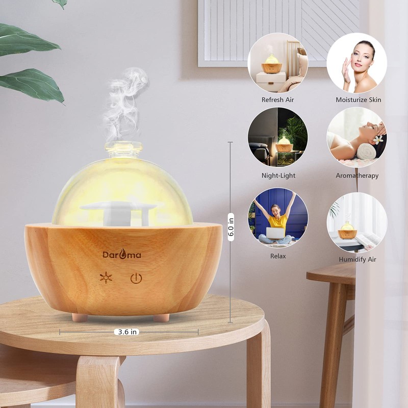 HiiTii Wood Base Ultrasonic Essential Oil Diffuser Air Humidifier, 200