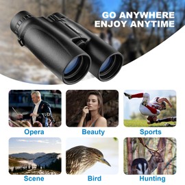 BNISE Binoculars for Adults, 10X42 Roof Prism Low Light Vision Lightweight Compact Binocular for Bird Watching, Hunting, Traveling, Stargazing with Lens Caps, Neck Strap and Carrying Bag