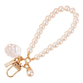 ZOONAI Pearl Bag Charms for Handbags, Cute Pearl Wristlet Beach Keychain Purse Charms for Women Girls Beach Lovers Gift (Shell)