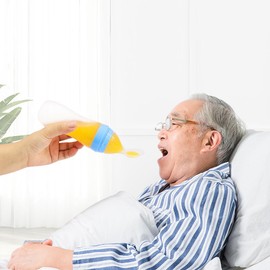 SIQITECHUK Drinking Aids for Elderly Adults Feeding Cup with Spoon Disabled Drinking Cup Feeding Flow Control for Dysphagia Bedridden Patients