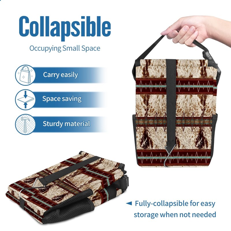 longlugoo Car Trash Can with Lid Western Cowhide Aztec Collapsible