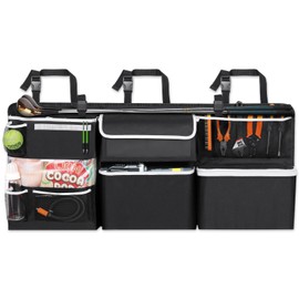 Oasser Trunk Storage Seat Back Pocket Car Storage Bag Luggage Room Bag with 10 Pockets, 600D Oxford, Large Capacity, Easy to Install, Compatible with SUV/MPV/VAN Cars, Car Accessories