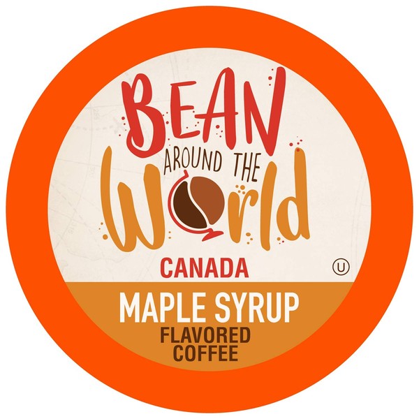 BEAN AROUND THE WORLD Flavored Coffee Compatible With 2.0 Keurig K Cup Brewers, Maple Syrup, 40 Count