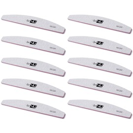 Set of 10 pcs Professional Nail Files Half Moon Double Sided Emery Board Nail4U 180/240 grit Nail File Zebra Manicure Pedicure
