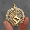 Fachoice Gold Prayer Hand Circle Pendant for Men Iced Out