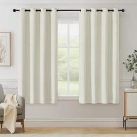Beauoop Blackout Curtains for Bedroom Beige Curtains 54 Drop Herringbone Textured Eyelet Curtain for Living Room Thermal Insulated Noise Reducing Window Curtain Drapes 2 Panels