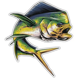 Mahi-Mahi - Fishing Enthusiast Vinyl Sticker Decal for Car Bumpers and Windows - Laptop Skateboard Luggage Sticker for Truck Hardhat Stickers for Men and Woman 4"X5" sh86