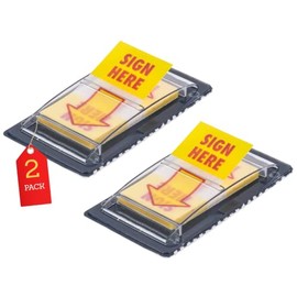 1InTheOffice Sign Here Stickers, Arrow Sign Here Flags 1" x 1 3/4", Yellow/Red, 2/Pack