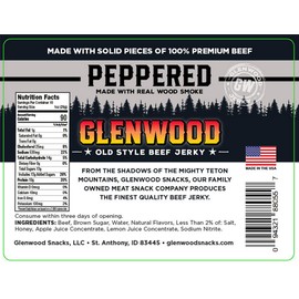 Glenwood Jerky 10oz Bag 100% Beef Jerky (PEPPERED)