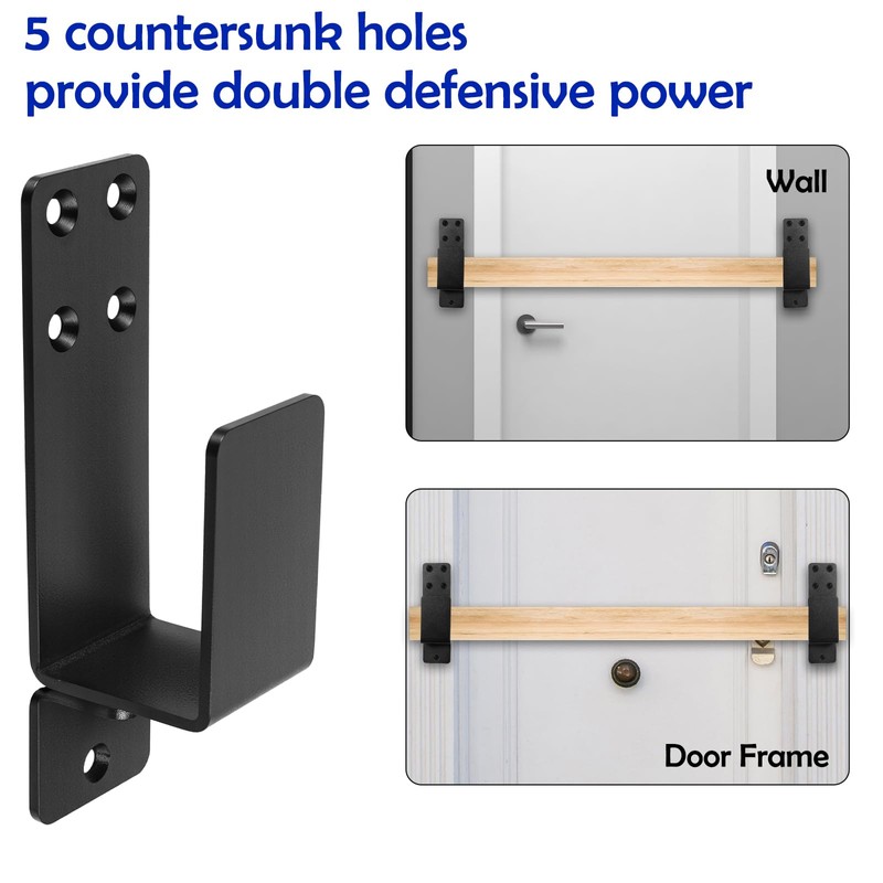 4 Pack Door Barricade Brackets, 2x4 Bar Metal U Brackets
