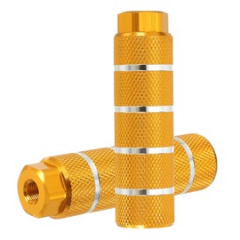 PATIKIL Aluminum Alloy Stripe Bike Pegs Fit 3/8 inch Axles, 2 Pack Anti-Skid lead Foot Bicycle Pegs Back Seat Stands for BMX Mountain Bike Cycling Rear Stunt Pegs, Yellow