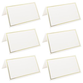 50 Pack Tent Cards with Gold Foil Border for Weddings, Banquets, Events, 2 x 3.5 Inches