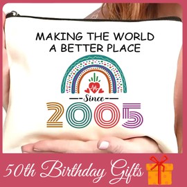 20th Birthday Gifts for Girls, Sweet 20th Cosmetic Bags, 20th 2005 Birthday Decorations Makeup Bags for Her, Sister, Daughter, Niece, Cute Cosmetic Travel Pouch for Teen Girls