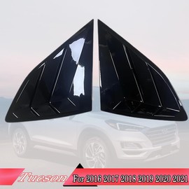 MUXEE 2Pcs Rear Side Window Louvers Air Vent Scoop Shades Cover Blinds Trim for Hyundai Tucson 2016 2017 2018 2019 2020 2021 - ABS Bright Black Sport Interior Accessories（NOT FIT SEL Models）