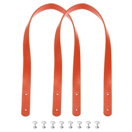 MECCANIXITY 2pcs 24 Inch (60cm) Leather Purses Straps Handbag Belt Band Bag Handle for Purse Wallet Tote Making, Orange Red