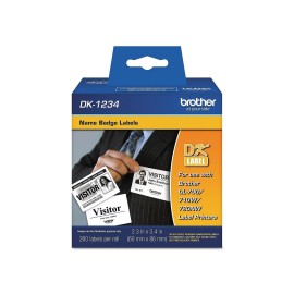 Brother Die-Cut Name Badge Labels 2.3" x 3.4" White 260/Roll DK1234
