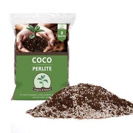 Coco Coir Perlite Mix - Retain Moisture, Improve Drainage & Aeration - Coco Peat Perlite Potting Mix, Loose Organic Potting Soil for Indoor Plants, 2 Quarts