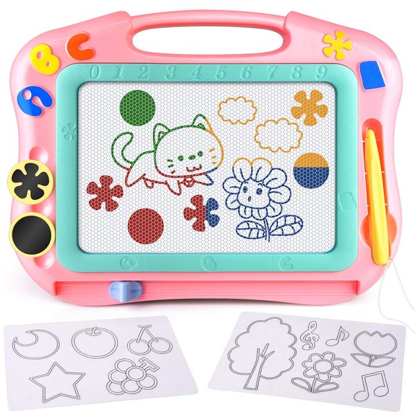 FLY2SKY Magnetic Drawing Board Kids Magna Doodle Board Travel Size Toddler Toys Sketch Writing Colorful Erasable Sketching Pad Holiday Birthday Gifts Girl Boy Educational Learning Toy