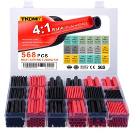 TKDMR 568 Pcs Heat Shrink Tubing Kit - 4:1 Ratio Adhesive Lined, Marine Grade Shrink Wrap - Industrial Heat Shrink Tubing,Red Black