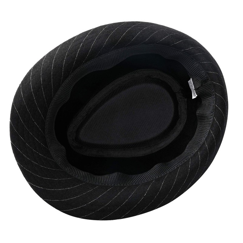Faletony Unisex Classic Manhattan Structured Gangster Trilby Fedora Hat Black