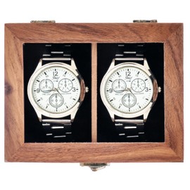 COSISO 2 Rooms Walnut Wooden Watch Box Vintage Jewelry Storage Travel Case Organizer for Men and Women,Wristwatch Display Box Holder with Acrylic Lid
