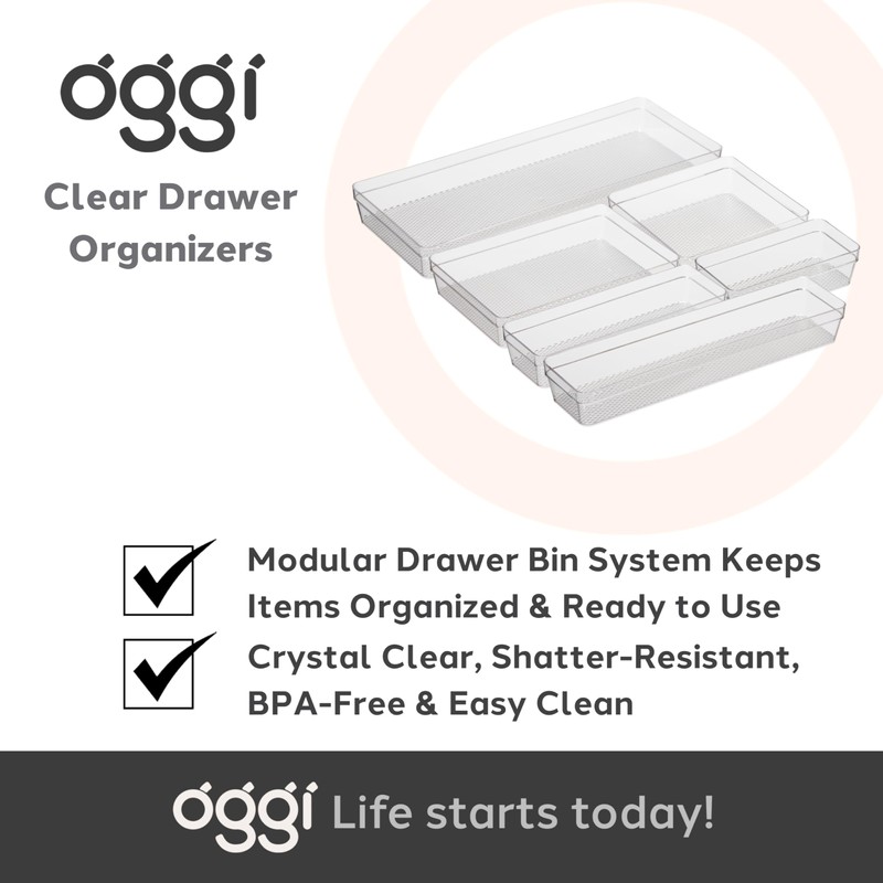 Oggi Clear Drawer Organizer - 6" X 6.25"- Ideal for