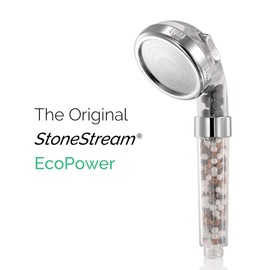 StoneStream® Shower Head Eco Power Original High Pressure Shower Head with Hose and Replacement Stones -3-in-1 Value Kit- for All Shower Types
