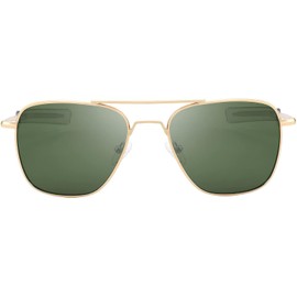 FEISEDY Gafas de sol de aviador polarizadas para hombre Piloto militar Sombras cuadradas Patillas de metal B2623