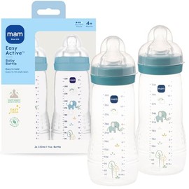 MAM Easy Active Biberón para bebé, cambia entre el pecho y para limpiar, más de 4 meses, niño, (paquete de 2)