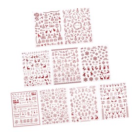 LALAFINA Nail Art Sticker Set Christmas Elk Nail Decals Static Stickers 9pcs Mixed