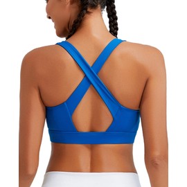 RUNNING GIRL High Impact Sports Bras for Women, High Support Running Sports Bra Moulded Cup Strappy Sports Bras(3095 Royal Blue M)