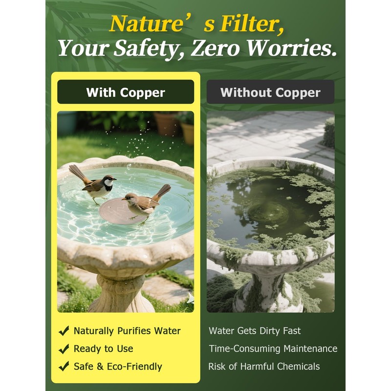 Mellbree 3-Pack Bird Bath Copper Disk, 0.6mm Reinforced 99.99% Pure