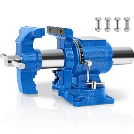 COGNATIVE 5-Inch Heavy Duty Bench Vise Ductile Iron Bench Vise 360° Multi-Purpose Bench Vice with Anvil, Clamp force 4000KG, Blue