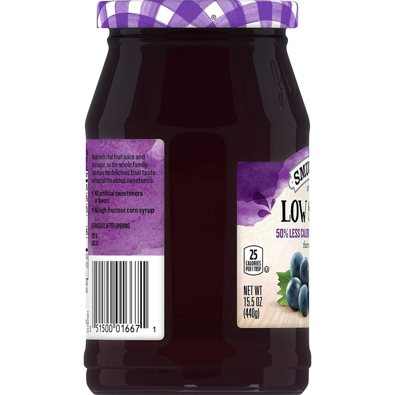 Smucker's Low Sugar Concord Grape Jelly 15.5oz Jars (Pack of