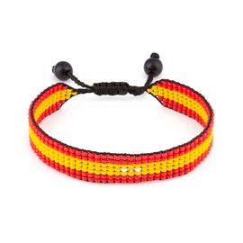 Spain Flag Bracelet: Handmade Bracelet,Adjustable Beaded Boho-Style Rope Bangle with Patriotic Design