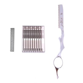 ShearsDirect Razor with Box of Blades, Chrome Ivy Leaf Feather, 3.0 Ounce