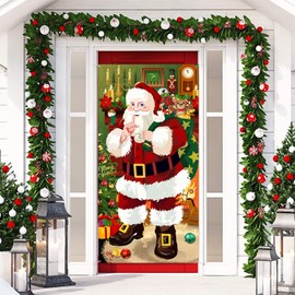 Christmas Door Cover, 185 x 90 cm Christmas Decoration Door Hanging Banner Christmas Garage Door Decoration Door Cover Party Gifts Decoration for Indoor and Outdoor Use