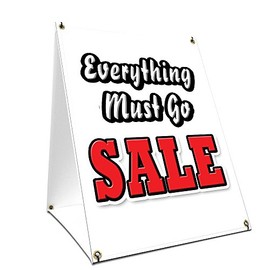 A-Frame Sidewalk Everything Must Go Sale Sign with Graphics On Each Side | 18" X 24" Print Size