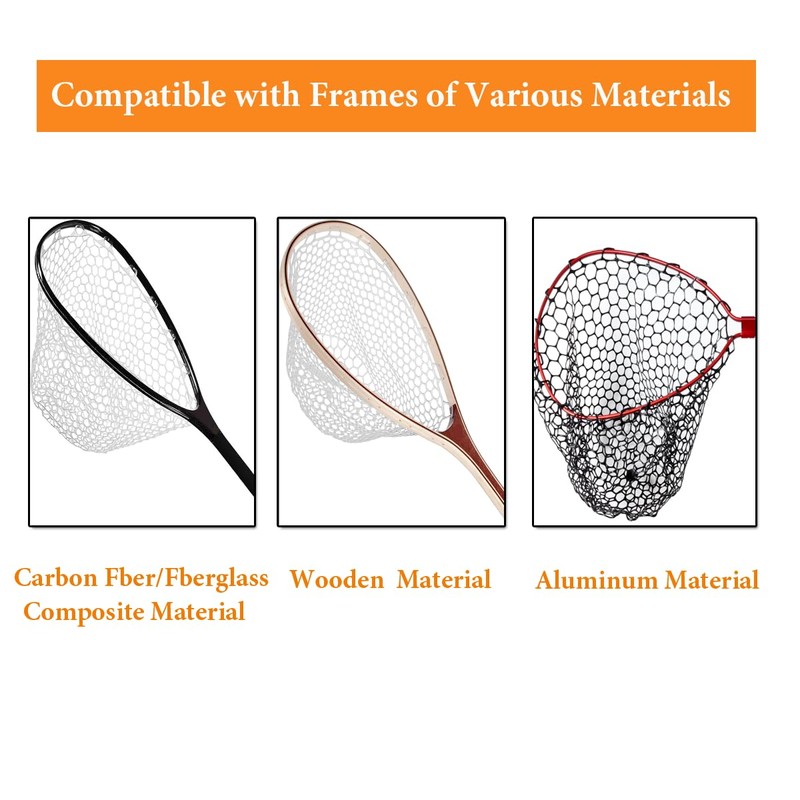 Rubber Fishing Net Replacement Netting for Fly Fishing Landing Net,