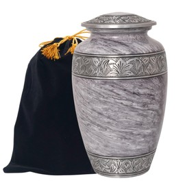 Urn for Human Ashes Adult Female, Burial Urn, Decorative Urn, Funeral Urn, Cremation Urn for Women and Men - Large, Gray - Holds Up to 210 Cubic inches