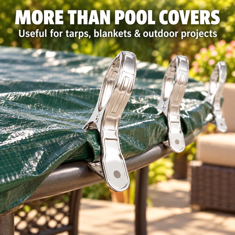 12 Pack Stainless Steel Pool Cover Clips, Heavy Duty Windproof