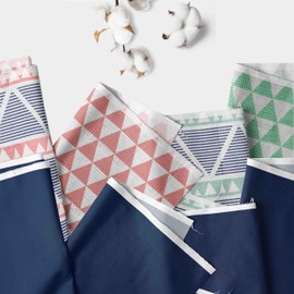 Bacati - 100 Percent Breathable Cotton Muslin/Percale 10 Piece Nursery Baby Crib Bedding Set for Boys/Girls Including 4 Swaddling Blankets US Standard Crib (Aztec Mint/Coral/Navy)