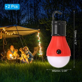 PATIKIL Tent Lantern, 2 Pack Portable Camping Light LED Camping Lantern for Backpacking Camping Hiking, 4.72" x 2.05", Red