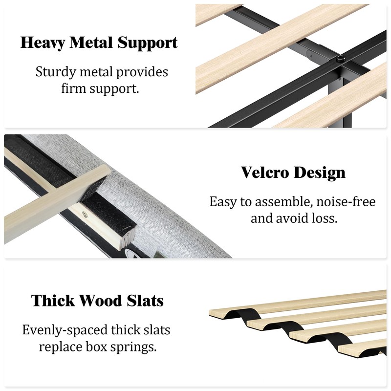 HAOARA Queen Size Platform Bed Frame with Upholstered Button Tufted