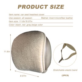 DXNQ 2PCS Car Seat Headrest Cover, Breathable Flexible Auto Head Rest Cover Winter Cozy Pad with Elastic Straps Buckle, Dustproof Headrest Protector Universal Fit to Car Truck SUV (Beige, Plush)