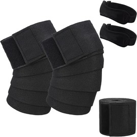 Rodilleras Gym, 1 Par Wraps y Rodillera para Rótula, Rodilleras de Compresion, Knee Wraps para Correr, Fitness, Levantar Pesas, Hacer Sentadillas,... 