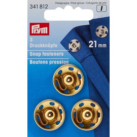 Prym PRYM_341812-1 Sew-On Snap Fasteners Brass Gold col 21 mm