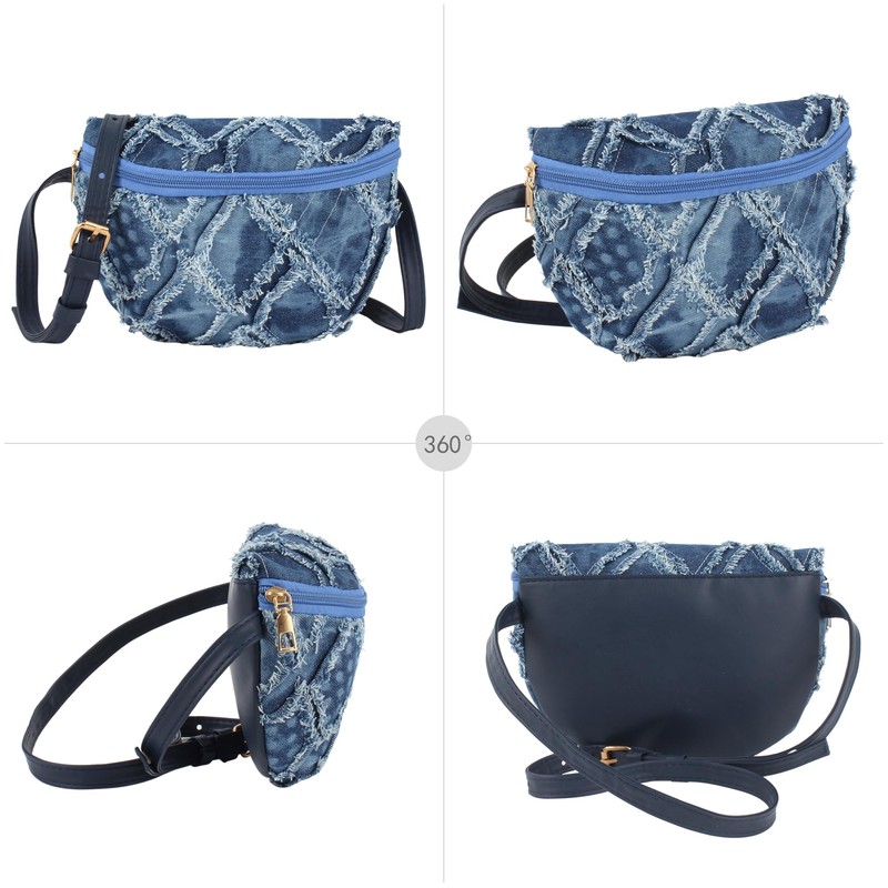 Women Mini Denim Shoulder Bag Casual Phone Crossbody Bag Quilted