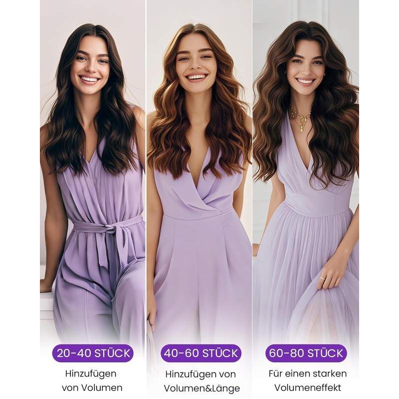 LaaVoo Tape Extensions, Real Hair, 40 cm, Invisible Hair Extensions,